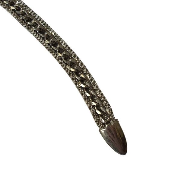 Vintage 1980s statement belt CHAINMAIL metal mesh Women\'s M silver GLAM buckle main image 5